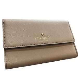 Kate Spade Beige Saffiano Leather Wallet Wristlet